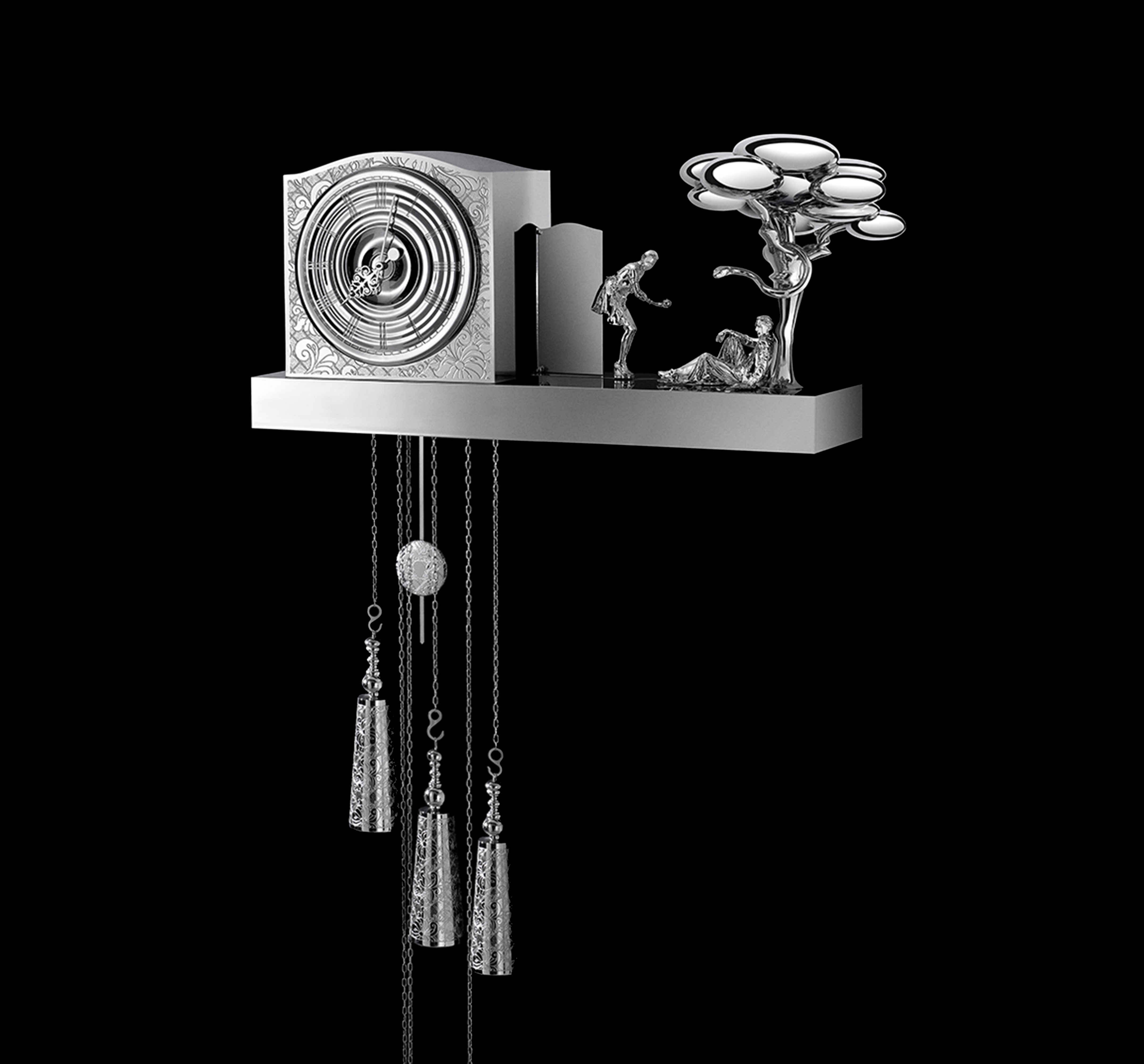 Christofle Available at Emery Studio Unveils the Jardin & Eden Stainless Steel Cuckoo Clock
